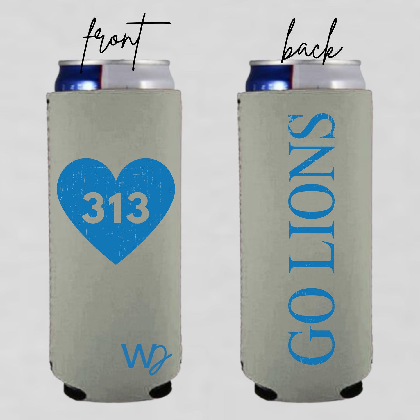 Detroit Football 12oz Slim Can Koozie