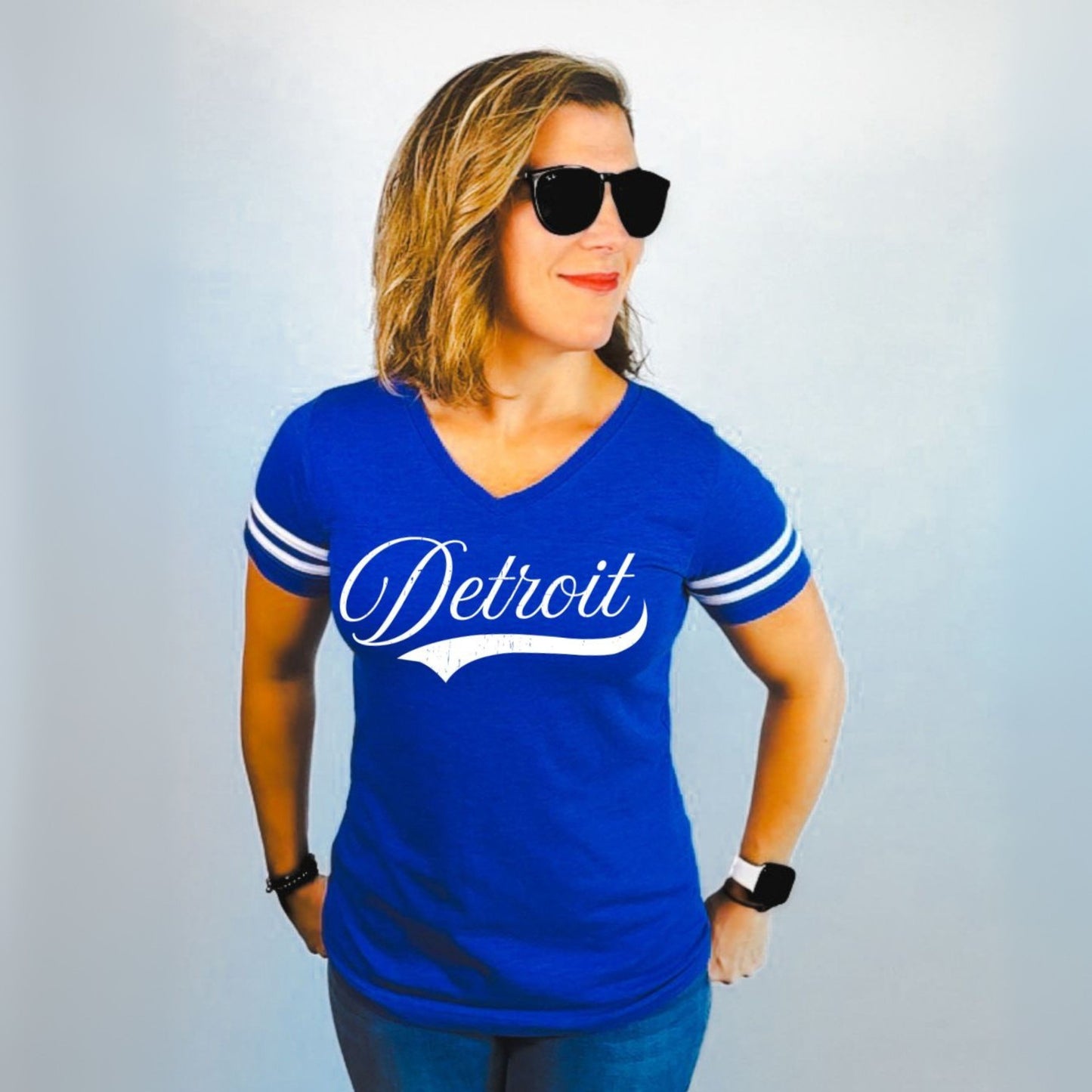 Detroit Women’s Football V-Neck Tee