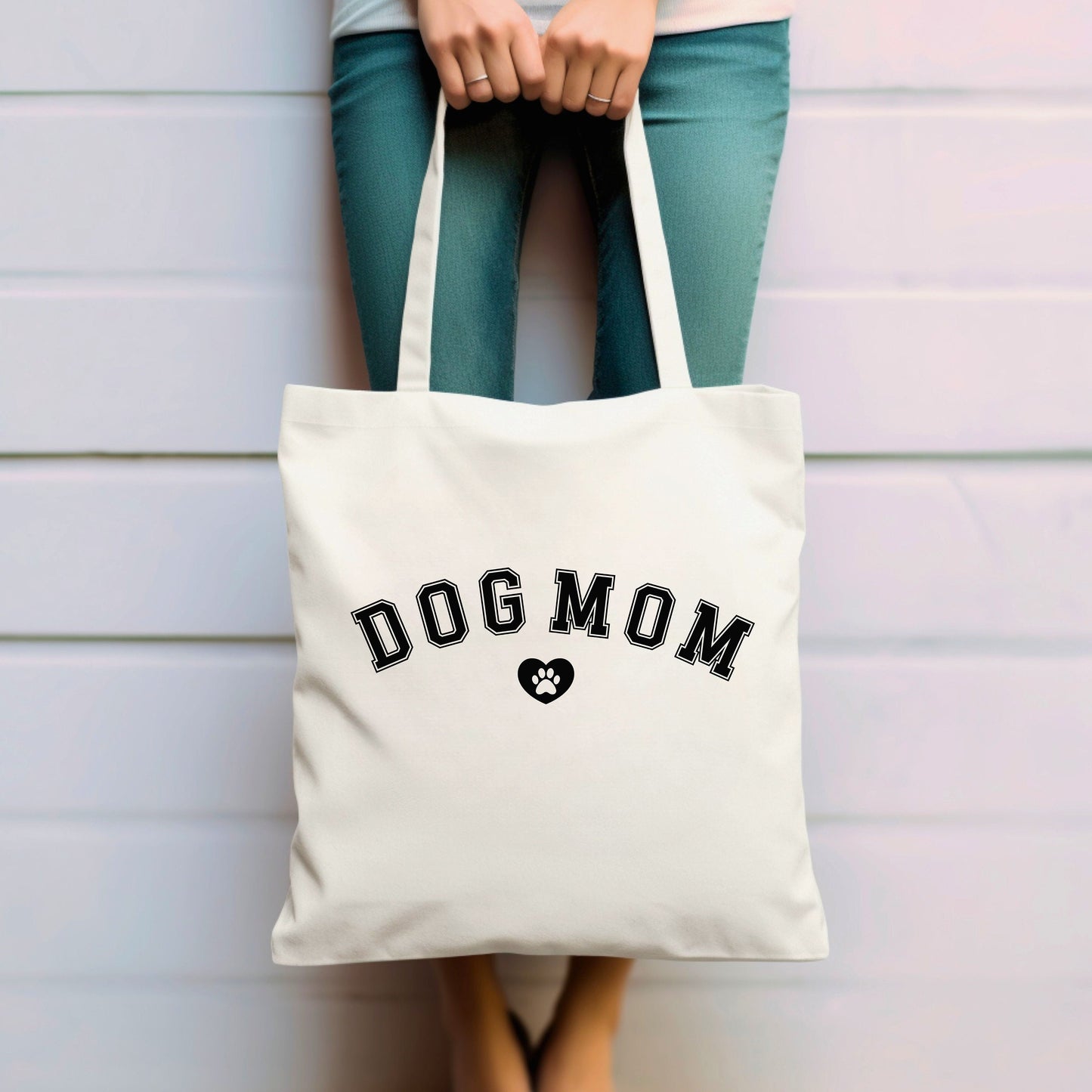 Dog Mom Canvas Tote Bag