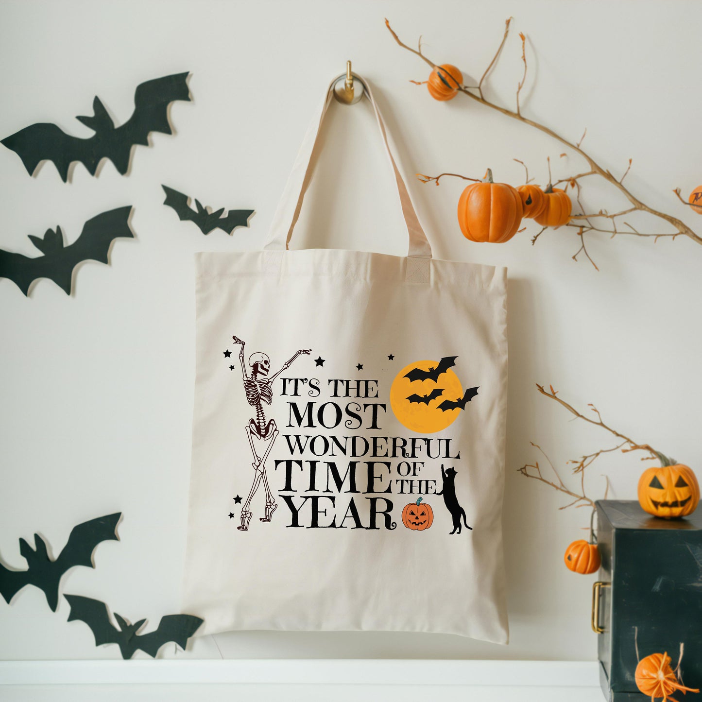 Spooky Season Lover Canvas Tote Bag | Halloween Tote Bag | Cute Halloween Bag | Treat or Treating Tote Bag | Cute Halloween Tote Gift Bag