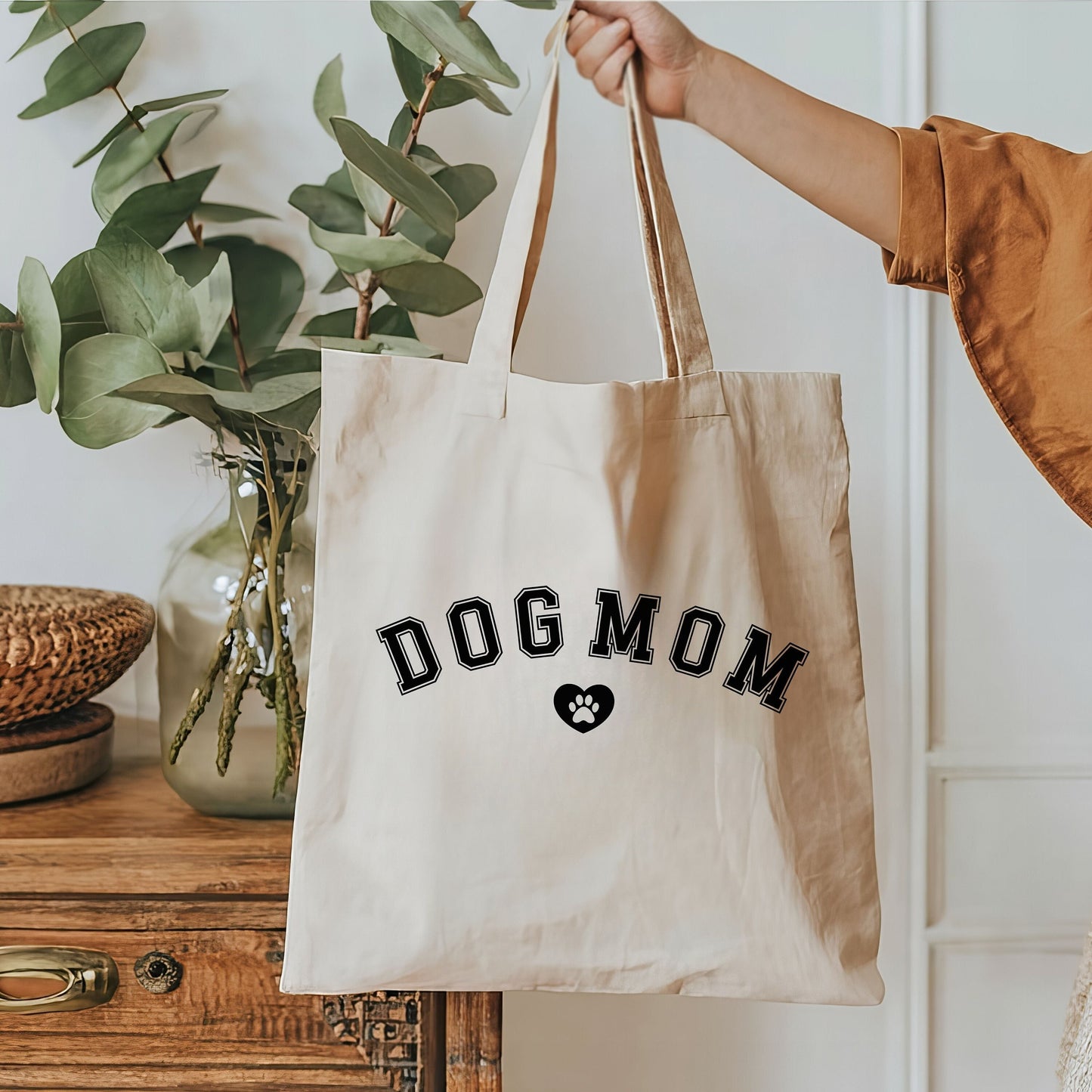 Dog Mom Canvas Tote Bag