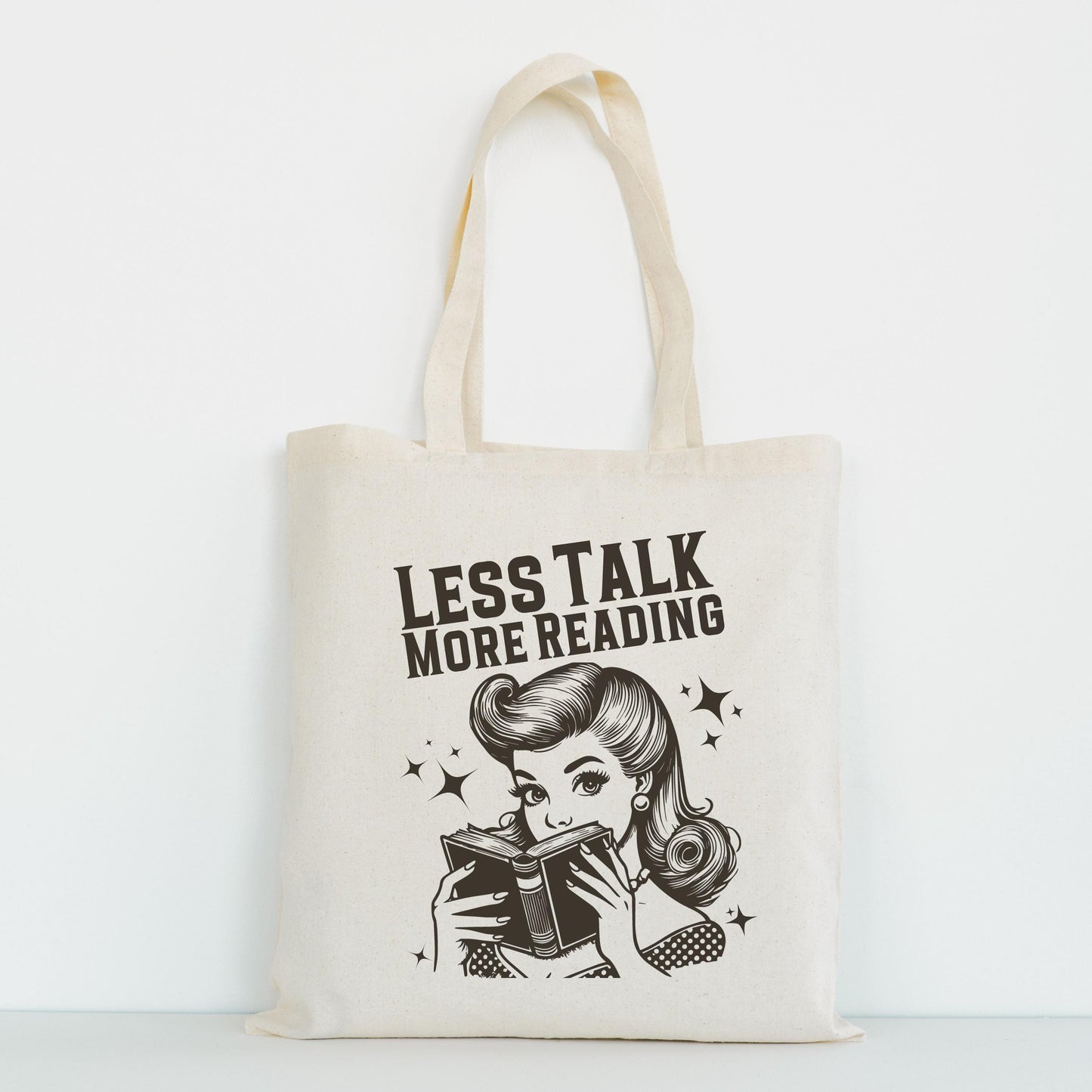 Less Talk, More Reading Tote Bag | Book Lover Canvas Bag | Literary Gift for Readers | Reusable Bookish Tote | Library & Bookstore Bag