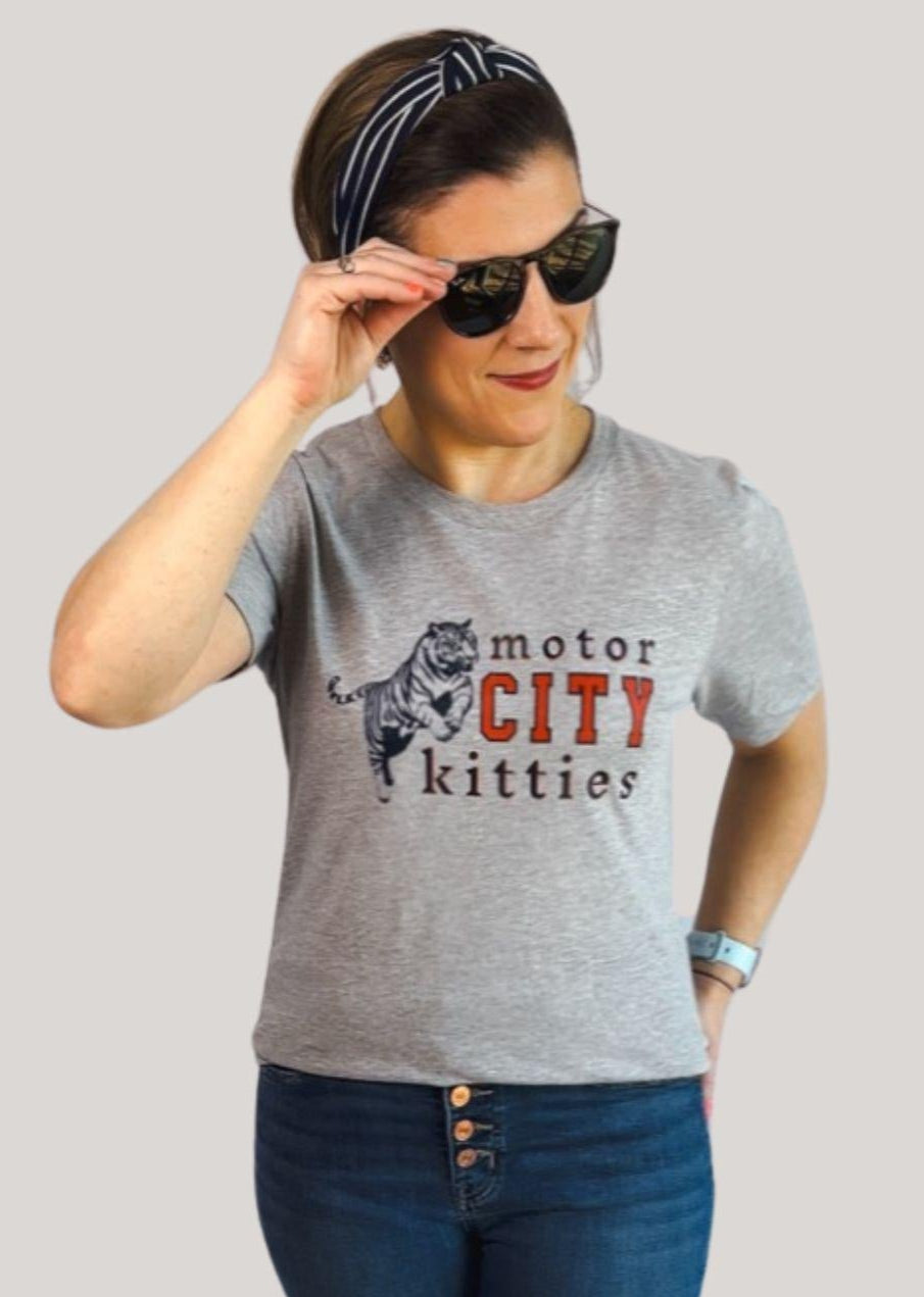 Motor City Kitties Shirt | Vintage Detroit Baseball Tee with Lion Graphic | Retro Game Day T-Shirt | Soft & Comfortable Detroit Sportswear