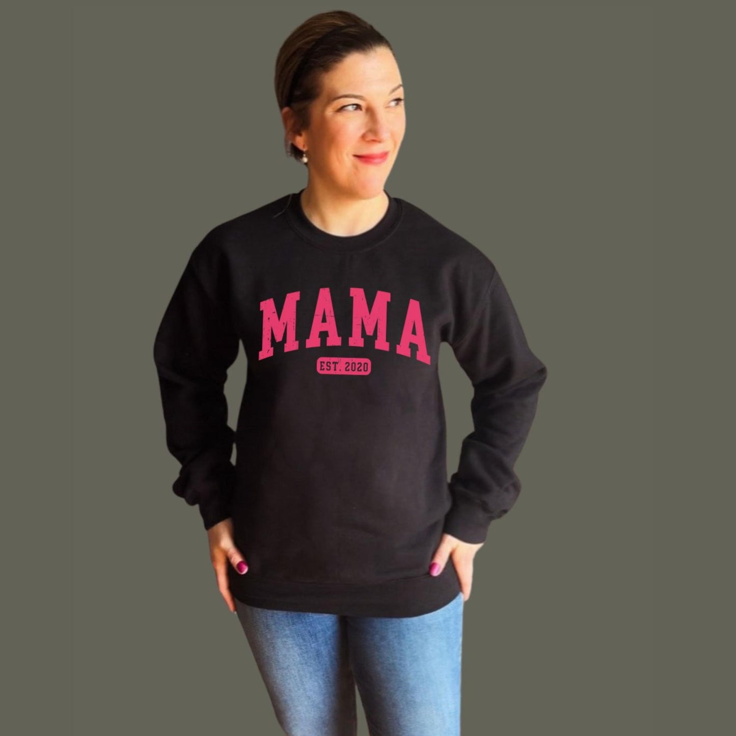 Mama Sweatshirt with Custom Established Year | Vintage Grunge Style Crewneck | Soft Unisex Fit | Bold Mom Life Shirt | Personalized Gift
