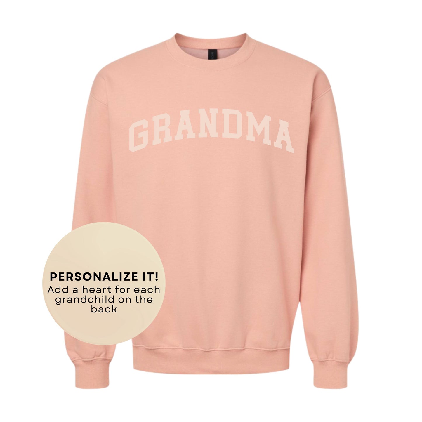 Grandma Tone-on-Tone Sweatshirt with Grandkids' Hearts | Custom Grandma Crewneck | Cozy Minimal Family Pullover | Personalized Gift