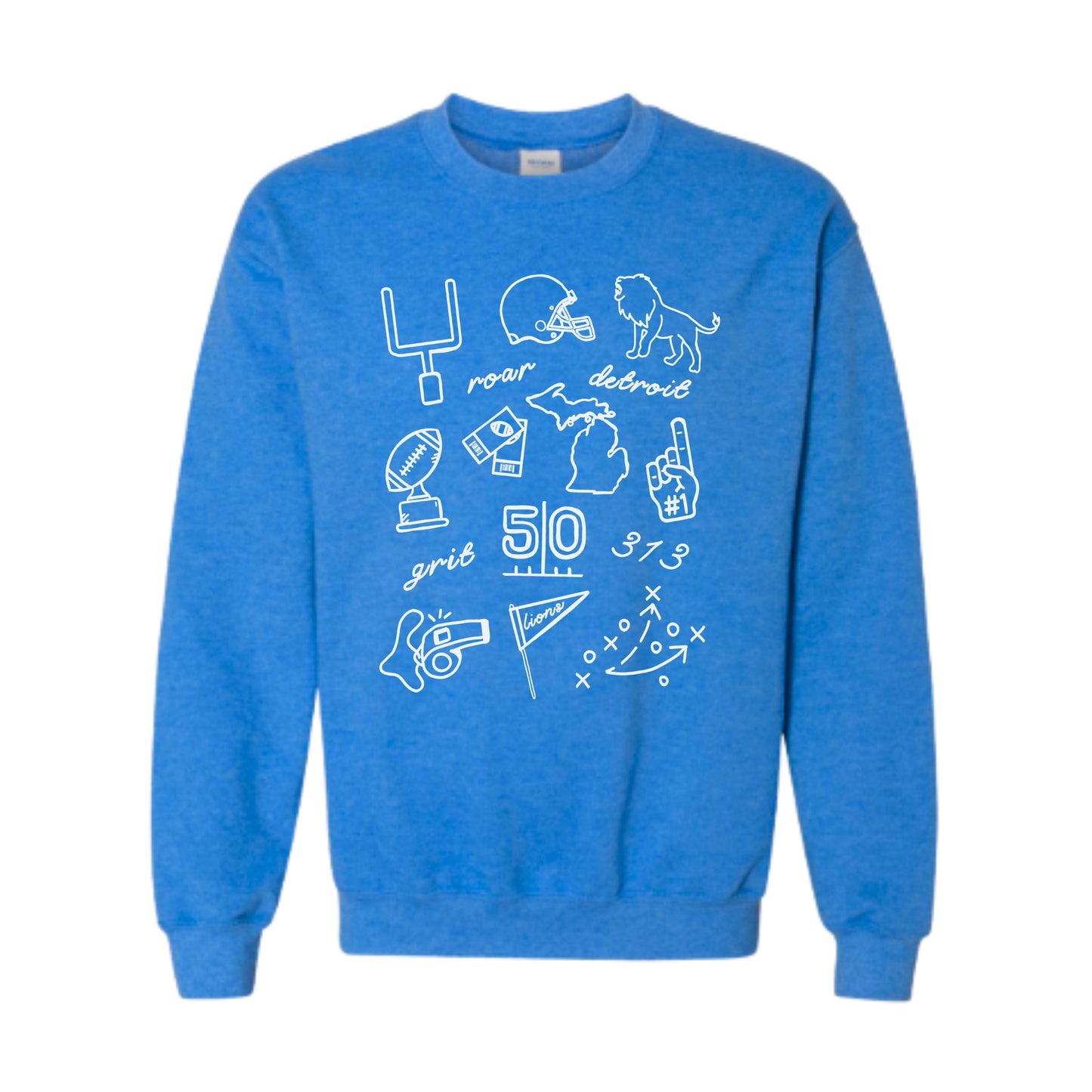 Detroit Football Doodle Crewneck