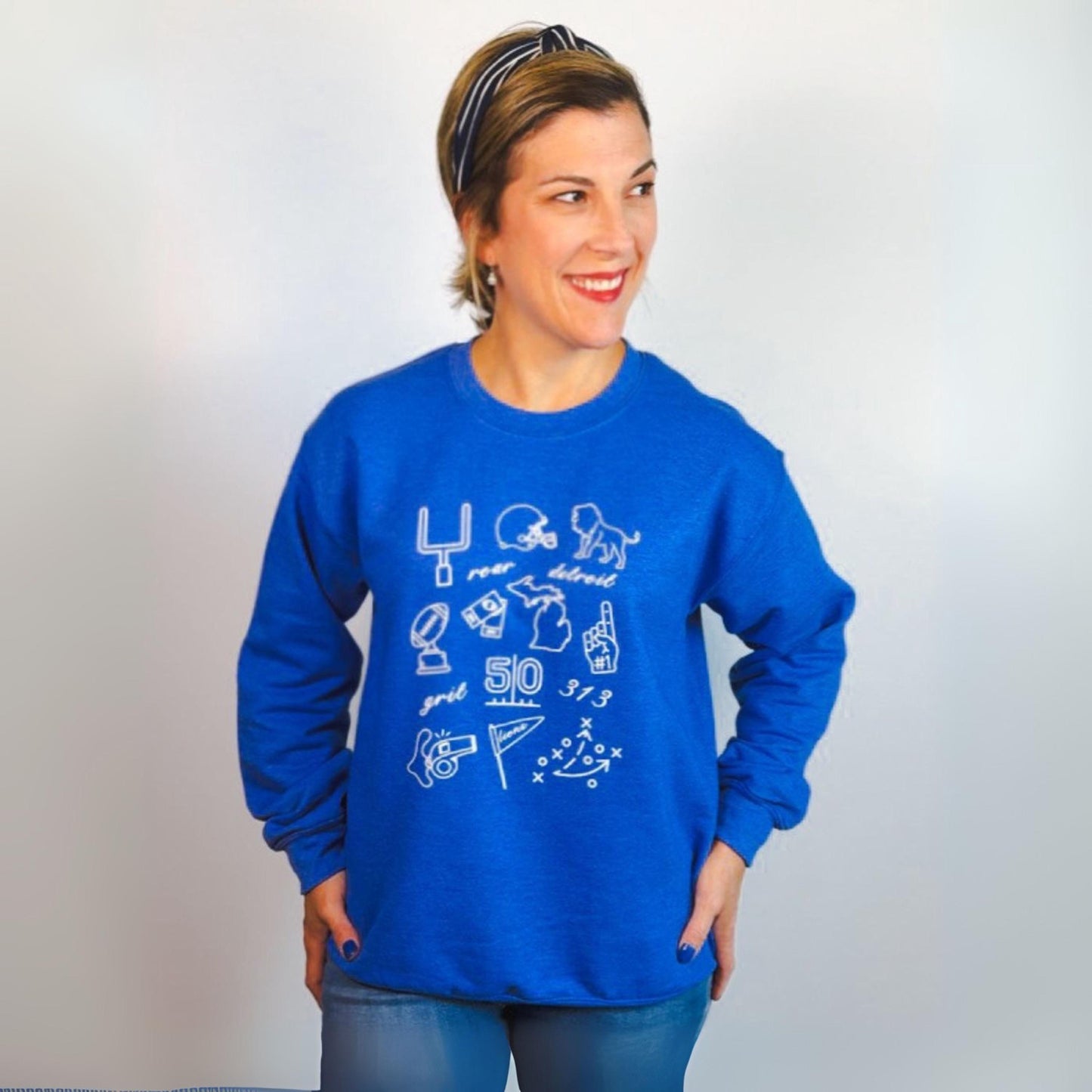 Detroit Football Doodle Crewneck
