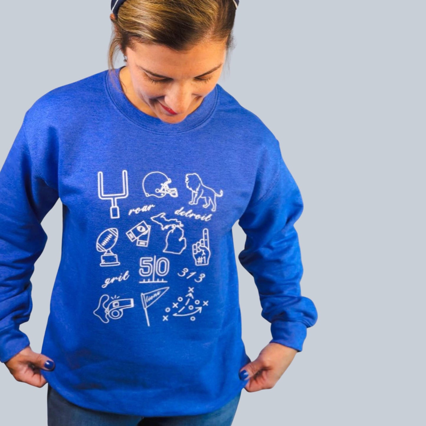 Detroit Football Doodle Crewneck