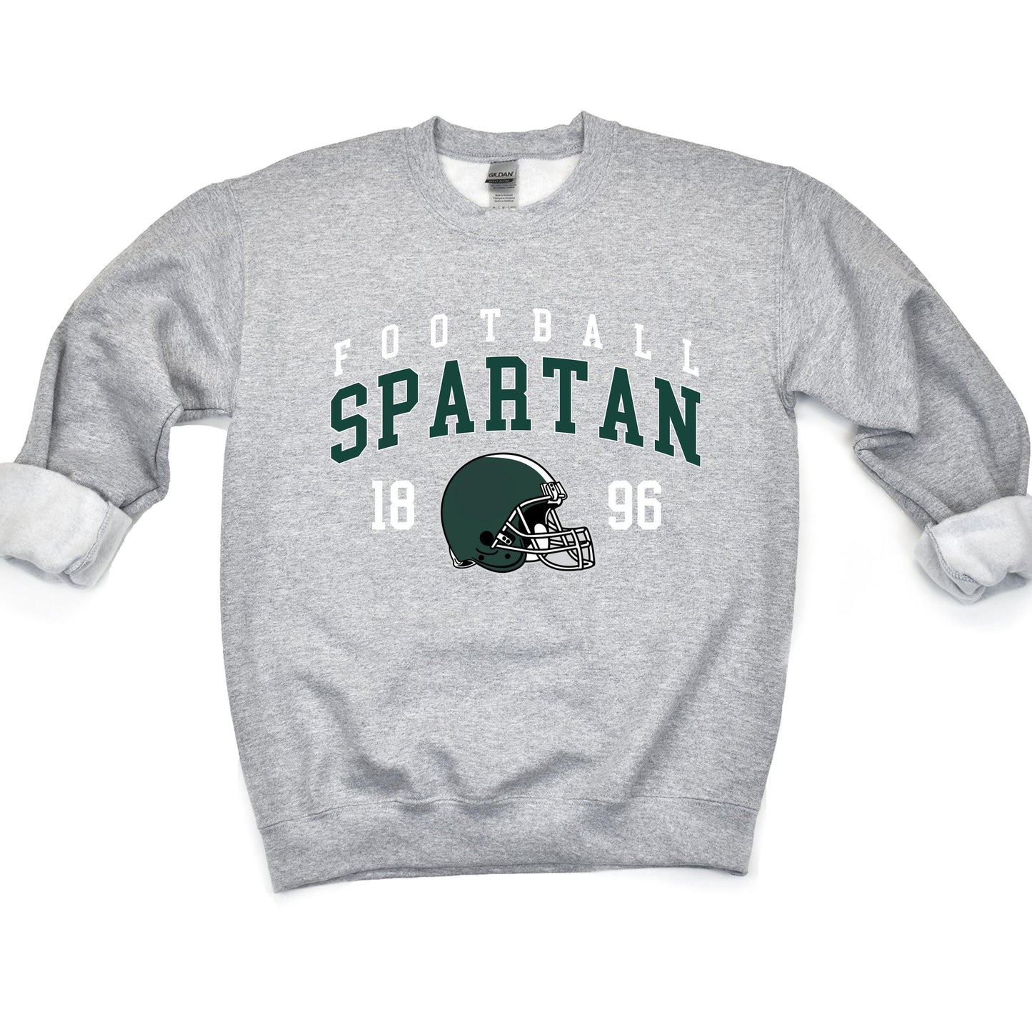 Vintage State Football Sweatshirt | Retro East Lansing Crewneck with EST 1896 Design | Go Green College Game Day Outfit | Cozy Fan Gear