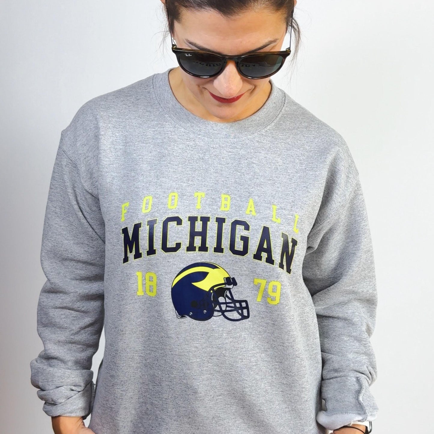 Vintage Michigan Football Sweatshirt | Retro College Crewneck with EST Year Design | Maize and Blue Game Day Fan Outfit | Ann Arbor Top