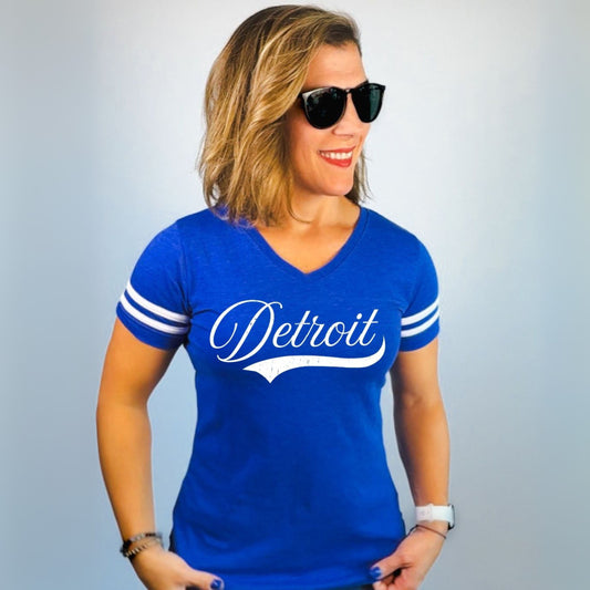 Detroit Women’s Football V-Neck Tee