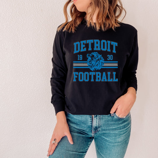 Vintage Detroit Football Long Sleeve T-Shirt