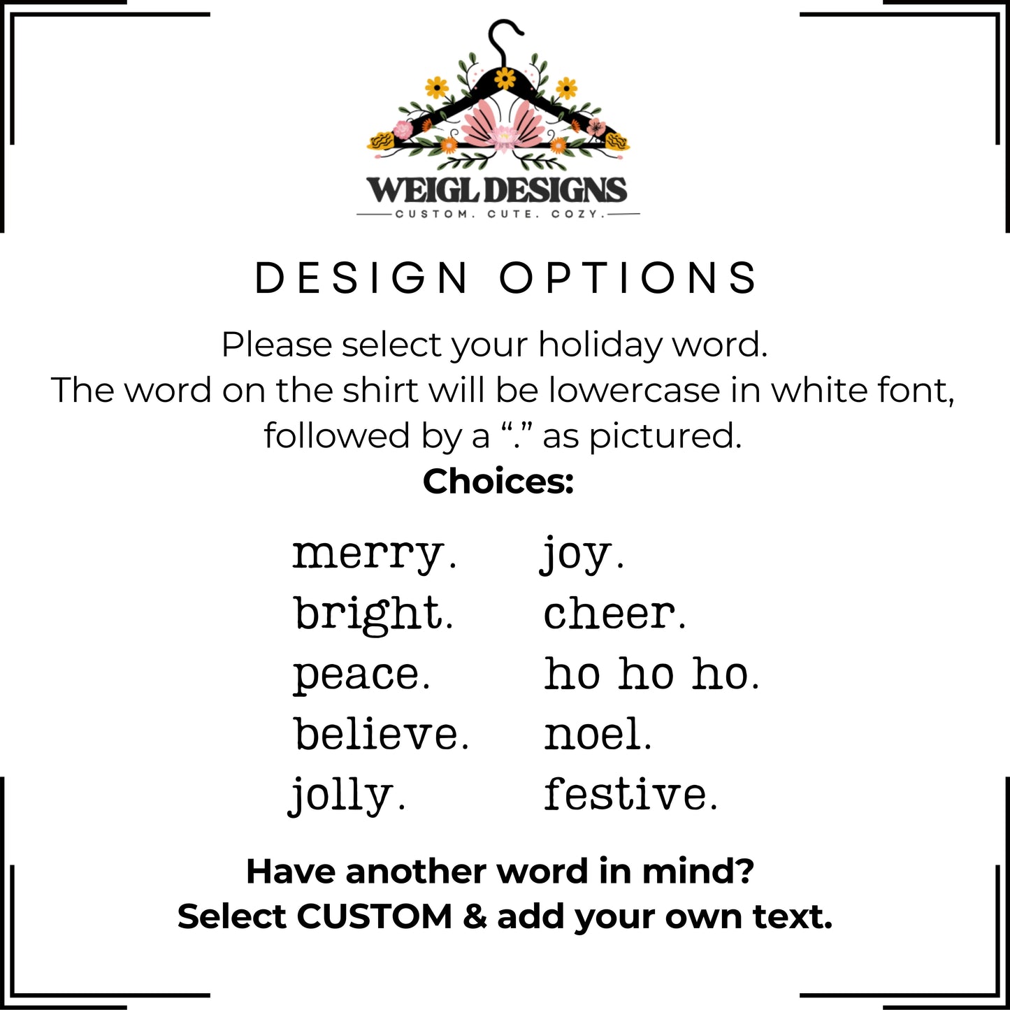 Custom Holiday Inspired Words - Matching Shirts