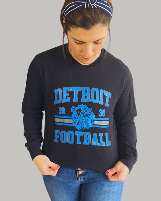 Vintage Detroit Football Long Sleeve T-Shirt
