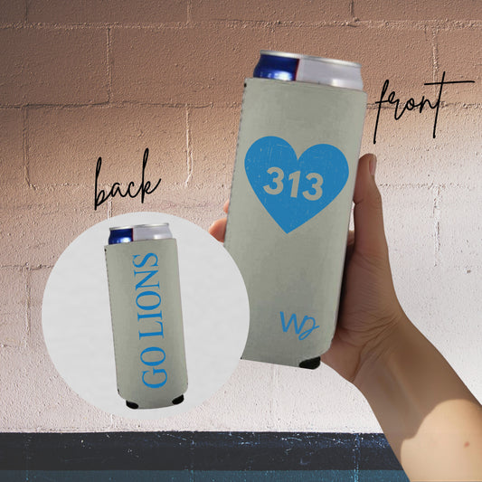 Detroit Football 12oz Slim Can Koozie