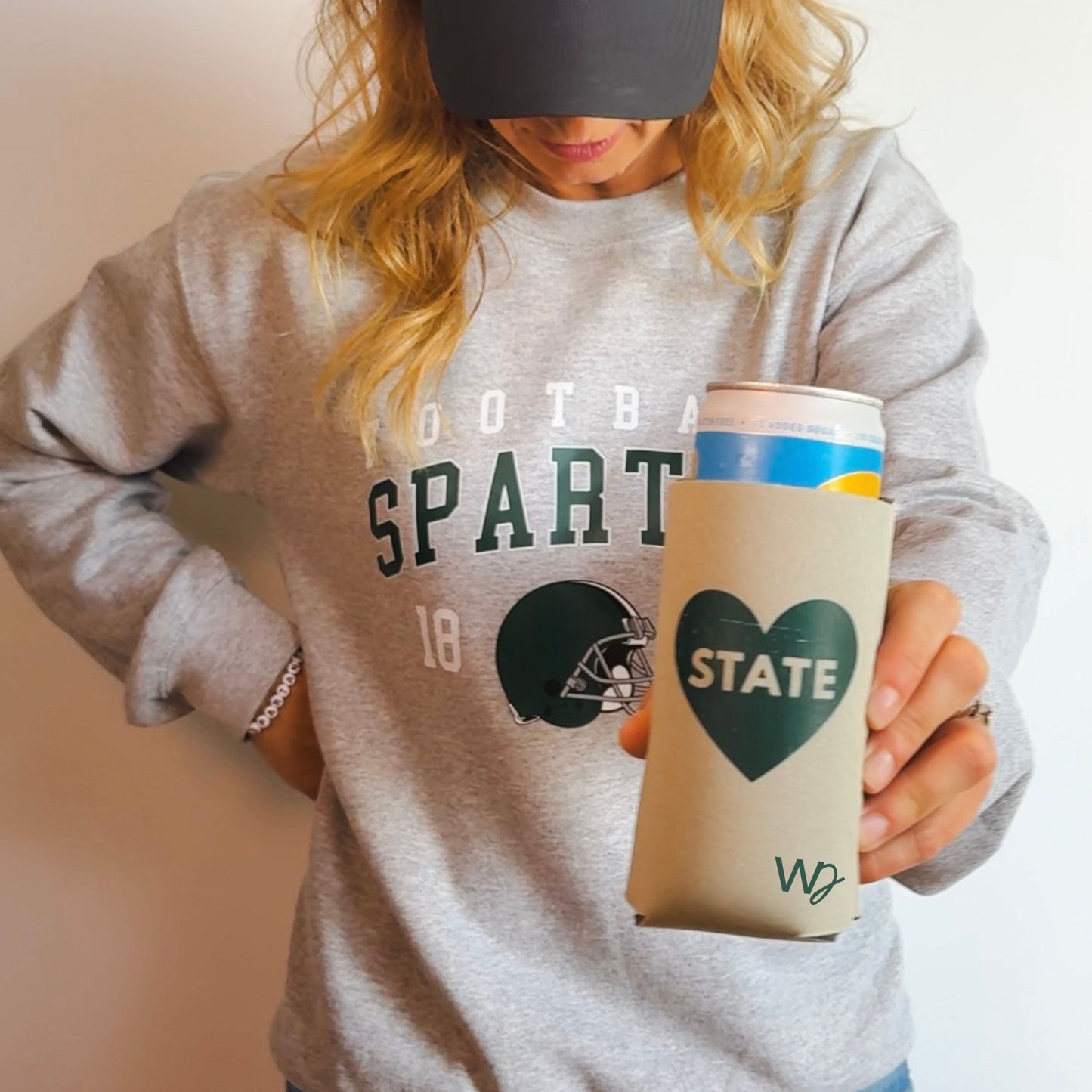 State Football 12oz Slim Can Koozie