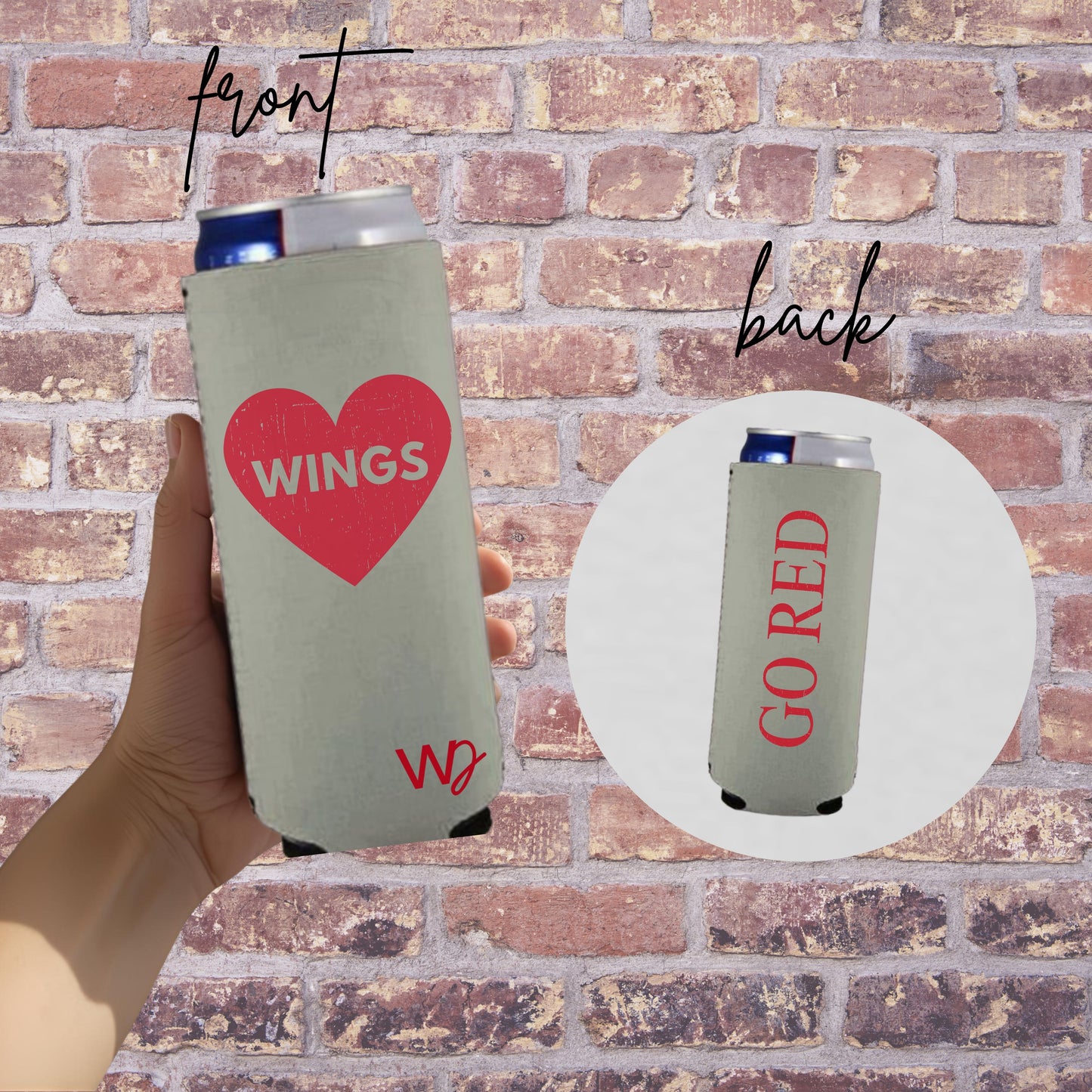 Detroit Hockey 12oz Slim Can Koozie