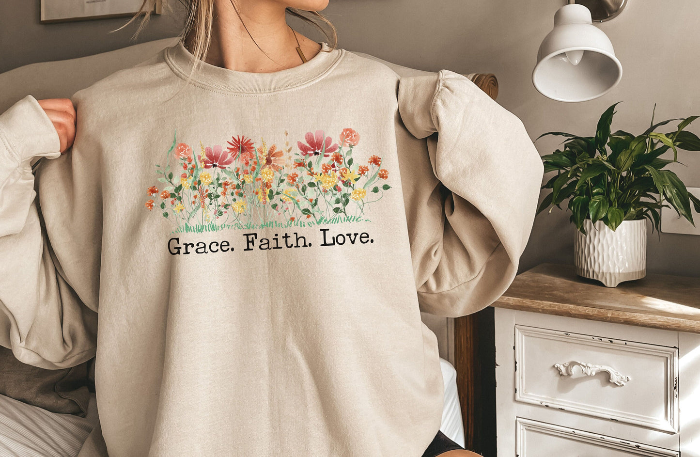 Grace Faith Love Sweatshirt, Grow in Grace, Faith Gift, Faith Shirt, Christian Shirt, Inspirational Shirt, Easter Shirt, Religious Shirt