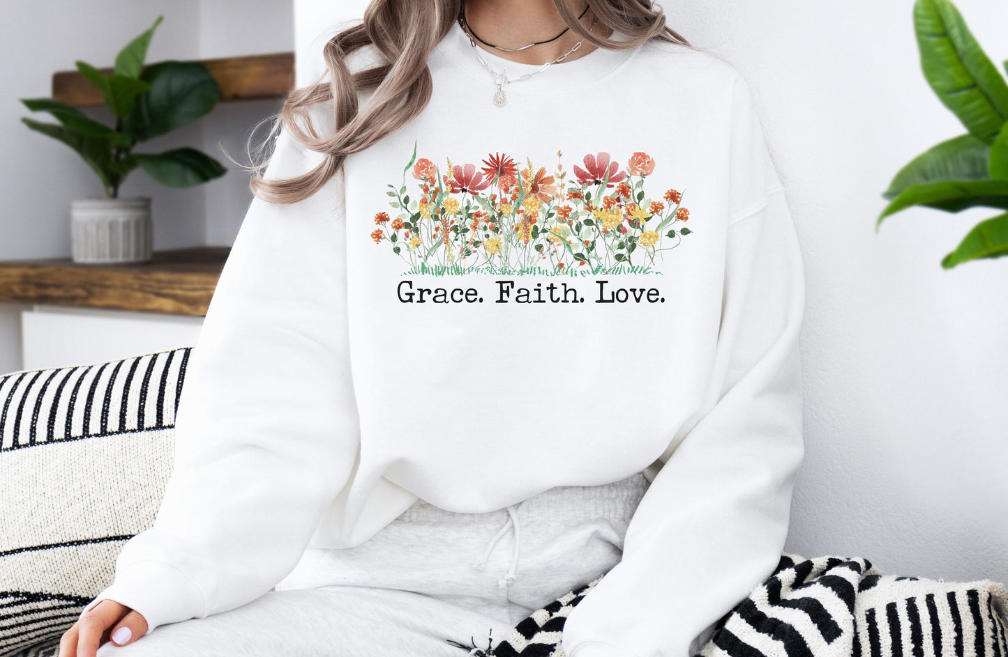 Grace Faith Love Sweatshirt, Grow in Grace, Faith Gift, Faith Shirt, Christian Shirt, Inspirational Shirt, Easter Shirt, Religious Shirt