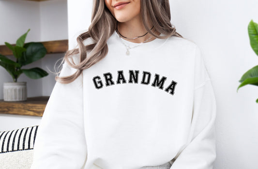 Personalized Grandma Sweatshirt with Grandchildren Names on Sleeve, Mother's Day Gift, Birthday Gift for Mom, Minimalist Grandma Sweater