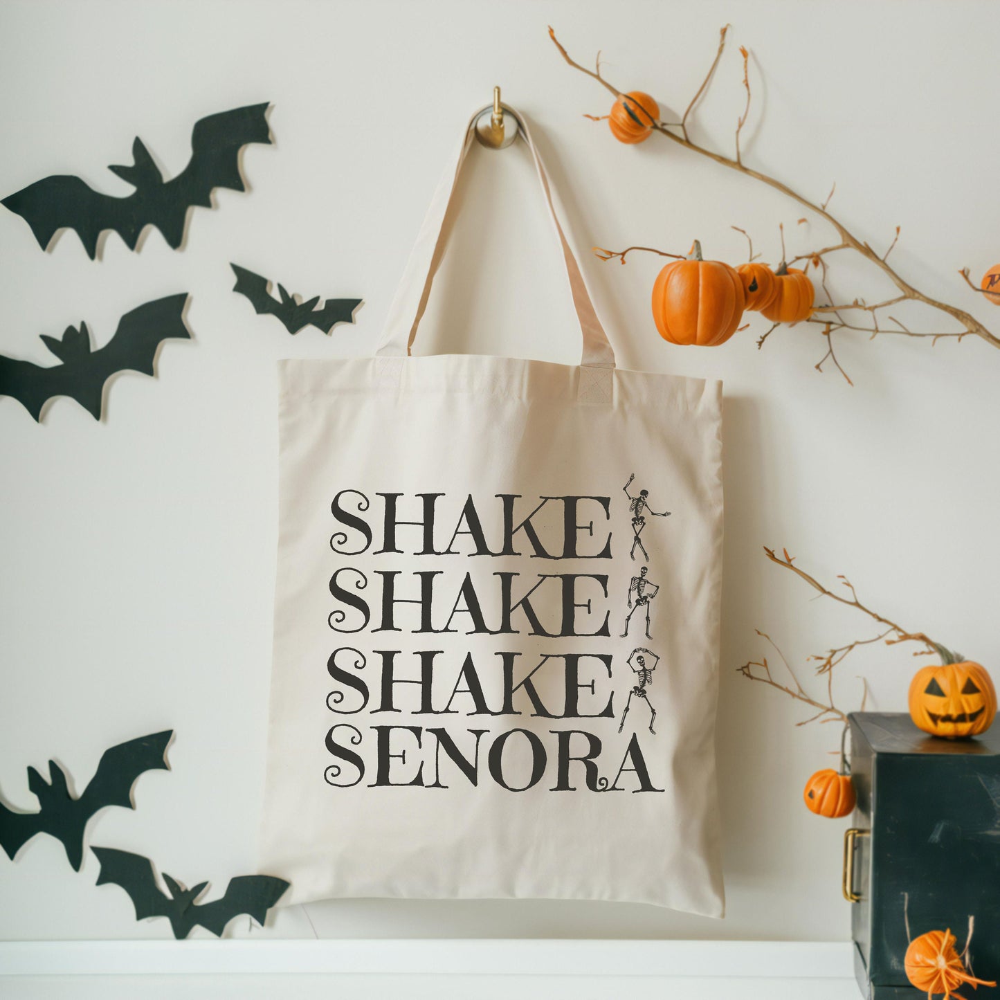 Shake Senora Canvas Tote Bag | Halloween Tote Bag | Cute Halloween Bag | Trick or Treat Bag | Halloween Movie Bag | Spooky Season Tote Bag