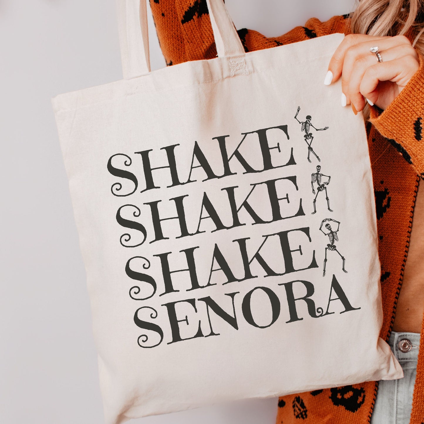 Shake Senora Canvas Tote Bag | Halloween Tote Bag | Cute Halloween Bag | Trick or Treat Bag | Halloween Movie Bag | Spooky Season Tote Bag