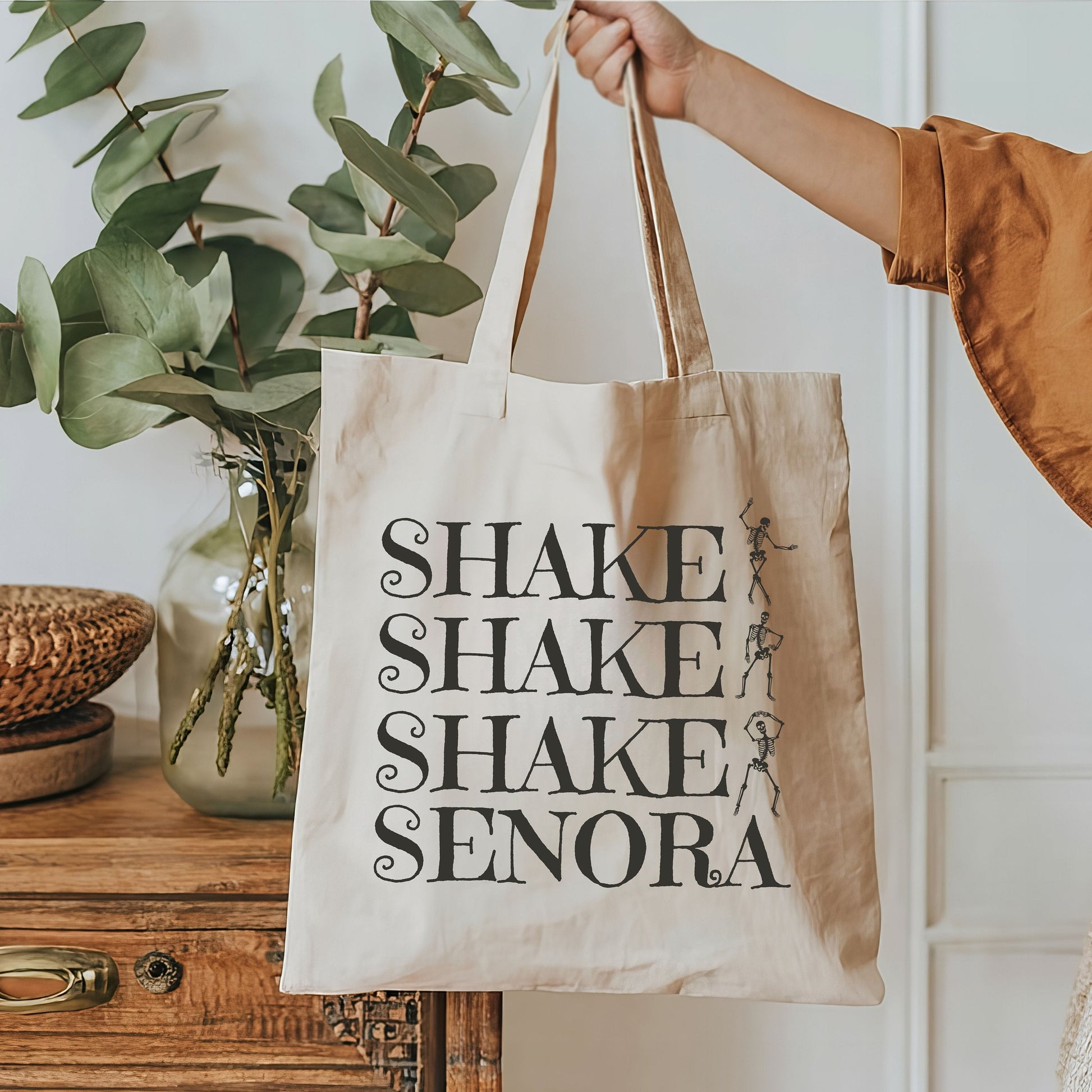 Shake Senora Canvas Tote Bag | Halloween Tote Bag | Cute Halloween Bag | Trick or Treat Bag | Halloween Movie Bag | Spooky Season Tote Bag