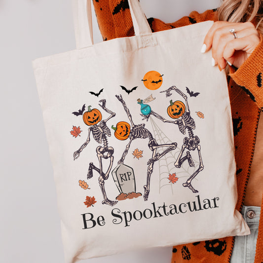 Be Spooktacular Canvas Tote Bag | Halloween Tote Bag | Cute Halloween Bag | Treat or Treating Tote Bag | Cute Halloween Tote Gift Bag