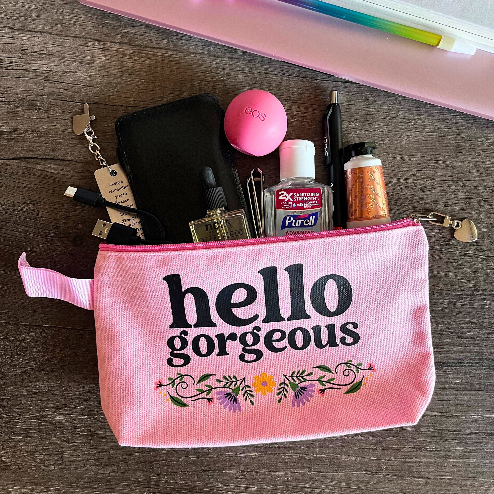 Cute Sayings Cotton Canvas Makeup Bag White emotional baggage