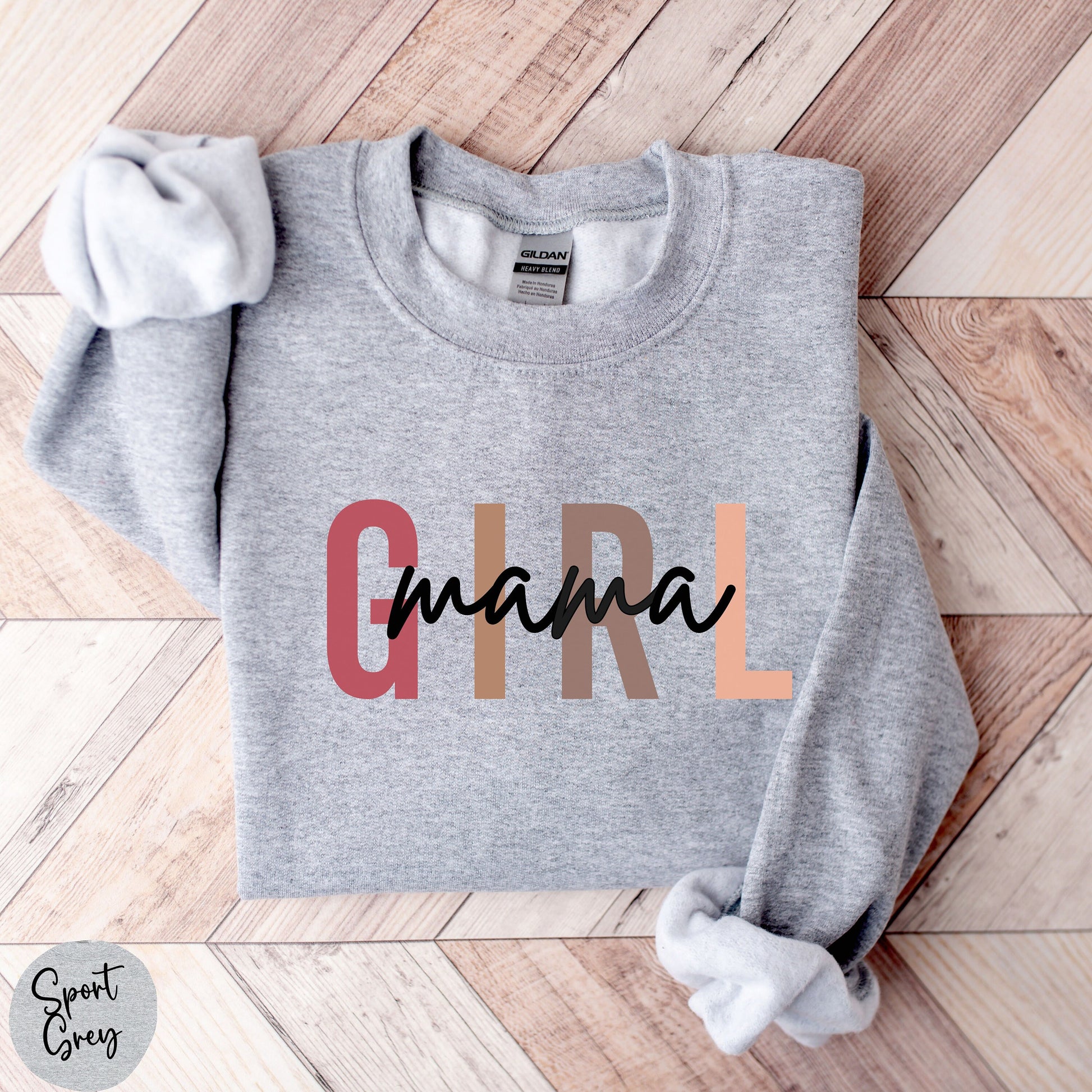 Girl Mama Mid-Weight Sweatshirt | Mom of Girls Shirt | Pregnancy Reveal Shirt | Gift for New Mom | Baby Shower Gift | Mom Life Shirt