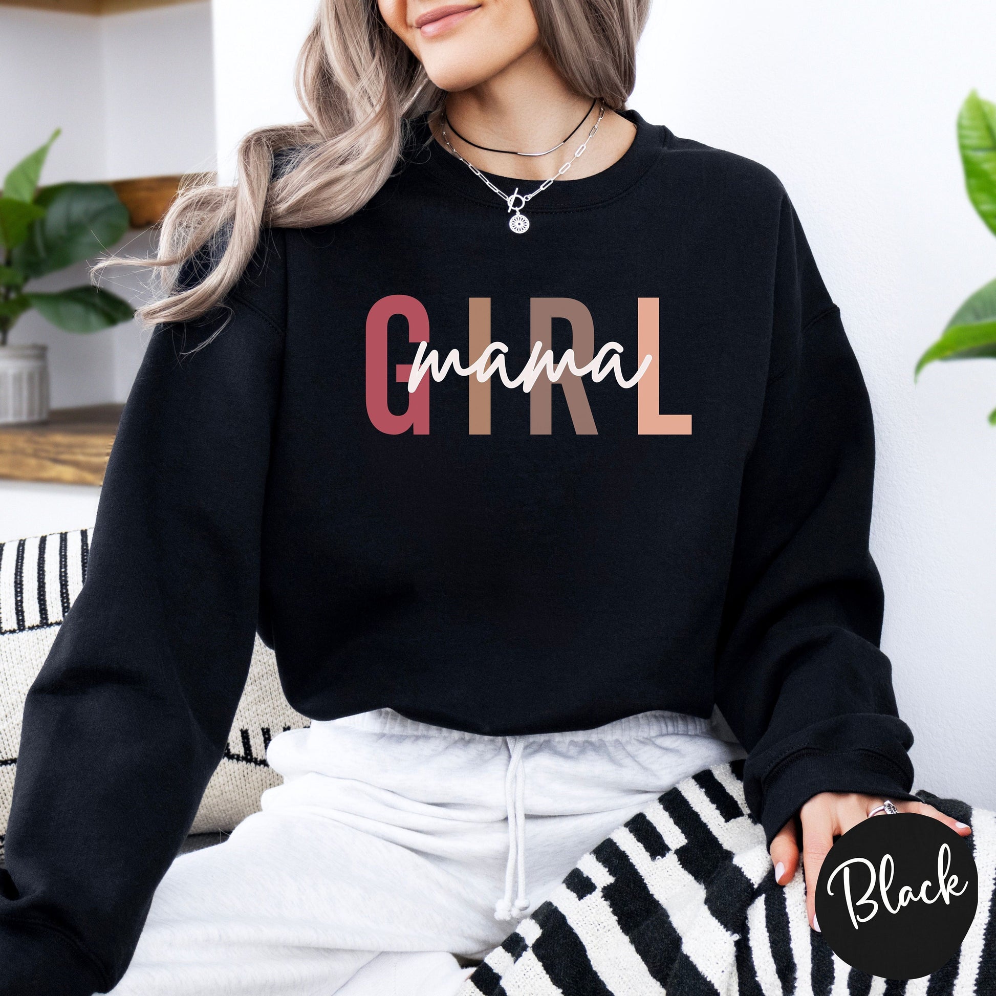 Girl Mama Mid-Weight Sweatshirt | Mom of Girls Shirt | Pregnancy Reveal Shirt | Gift for New Mom | Baby Shower Gift | Mom Life Shirt