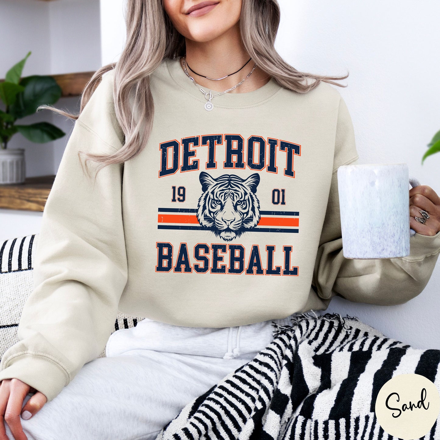 Detroit Vintage Baseball Sweatshirt | Retro Sports Pullover | Unisex Cozy Sweater | Gift for Baseball Fans | Vintage Detroit Apparel