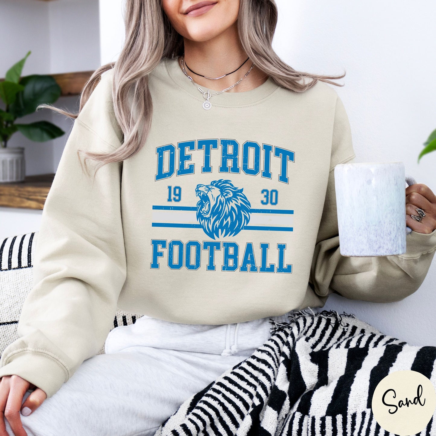 Vintage Detroit Football Sweatshirt | Lion Graphic | Cozy Game Day Crewneck for Men and Women | Retro Sports Sweater | Unisex Football Top