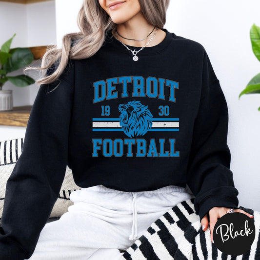 Vintage Detroit Football Sweatshirt | Lion Graphic | Cozy Game Day Crewneck for Men and Women | Retro Sports Sweater | Unisex Football Top