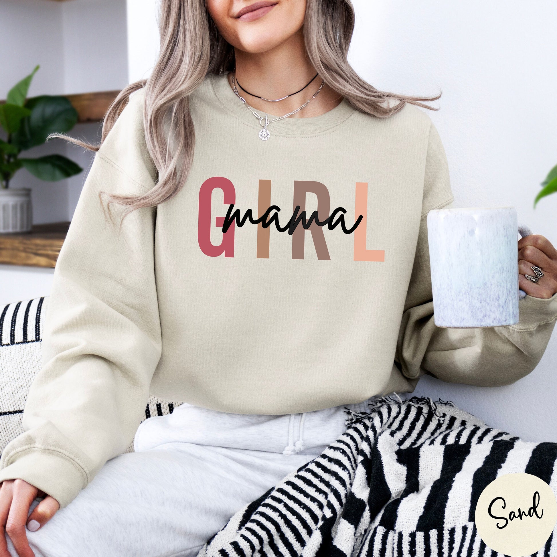 Girl Mama Mid-Weight Sweatshirt | Mom of Girls Shirt | Pregnancy Reveal Shirt | Gift for New Mom | Baby Shower Gift | Mom Life Shirt