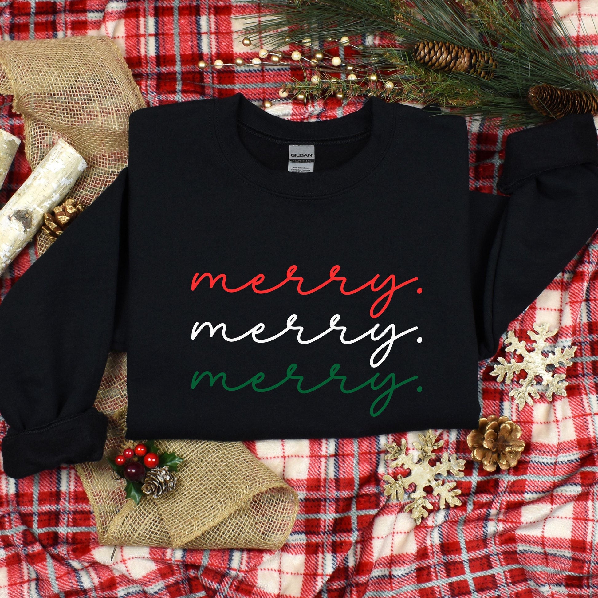 Merry Sweatshirt | Minimalist Christmas Sweater | Cozy Holiday Pullover | Simple Festive Xmas Top | Winter Gift Idea | Christmas Sweatshirt