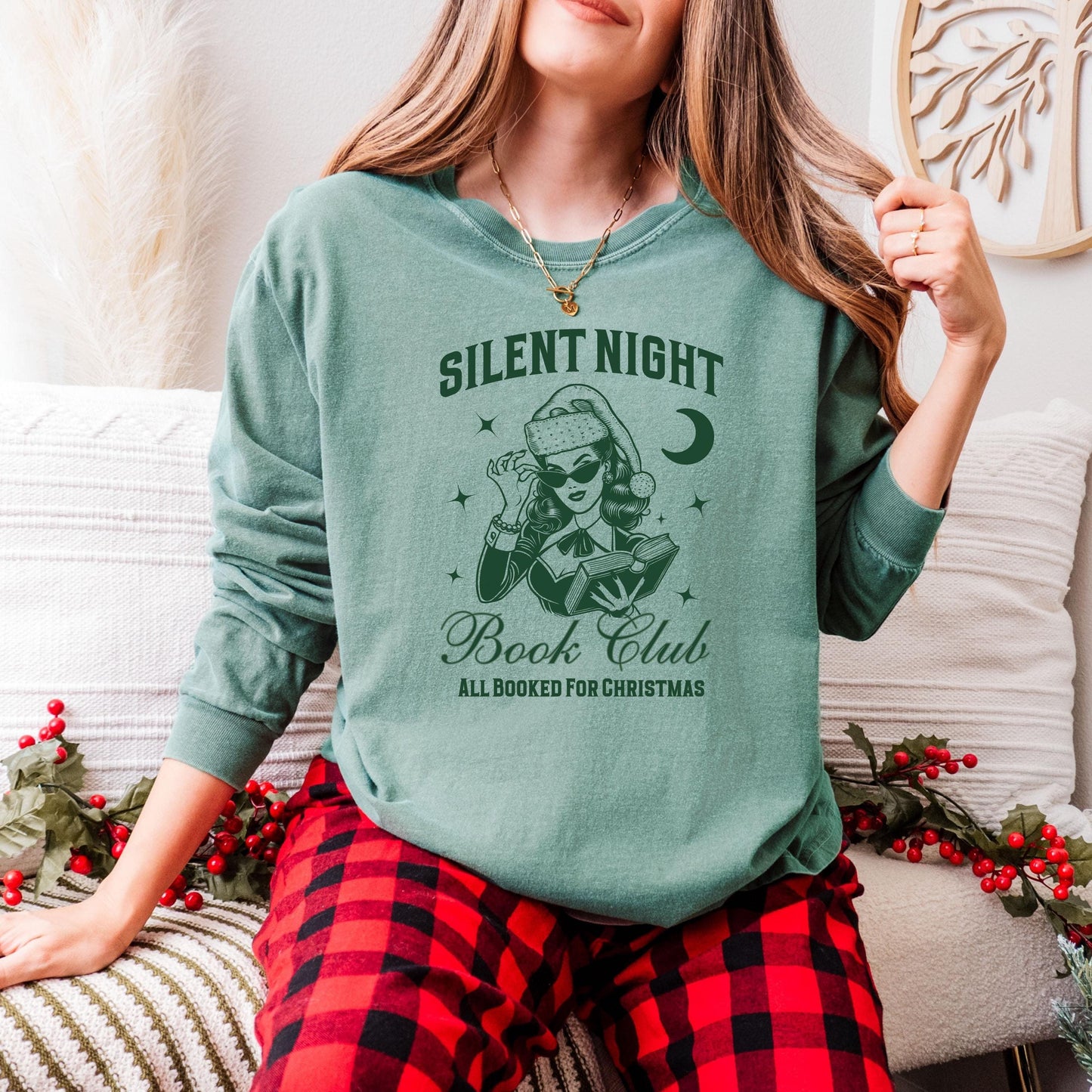 Silent Night Book Club Shirt | All Booked for Christmas Tee | Festive Holiday Top Book Lovers | Cozy Christmas Gift | Fun Book Club Shirt