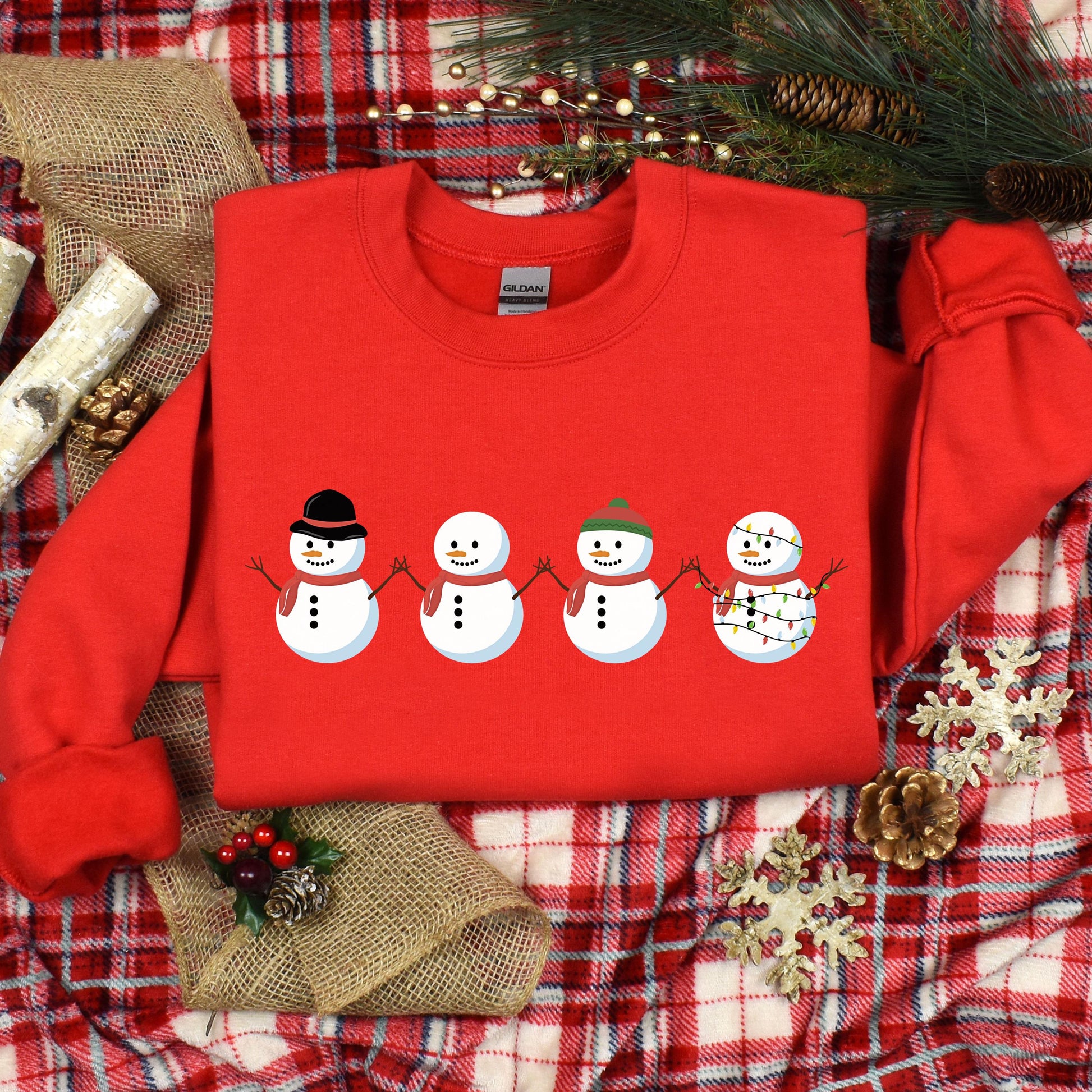 Christmas - 4 Snowmen Sweatshirt | Cute Snowman Holiday Pullover | Cozy Xmas Sweater | Festive Winter Top | Christmas Gift | Snowman Sweater