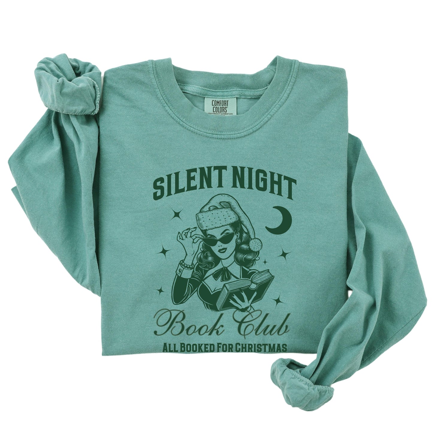 Silent Night Book Club Shirt | All Booked for Christmas Tee | Festive Holiday Top Book Lovers | Cozy Christmas Gift | Fun Book Club Shirt