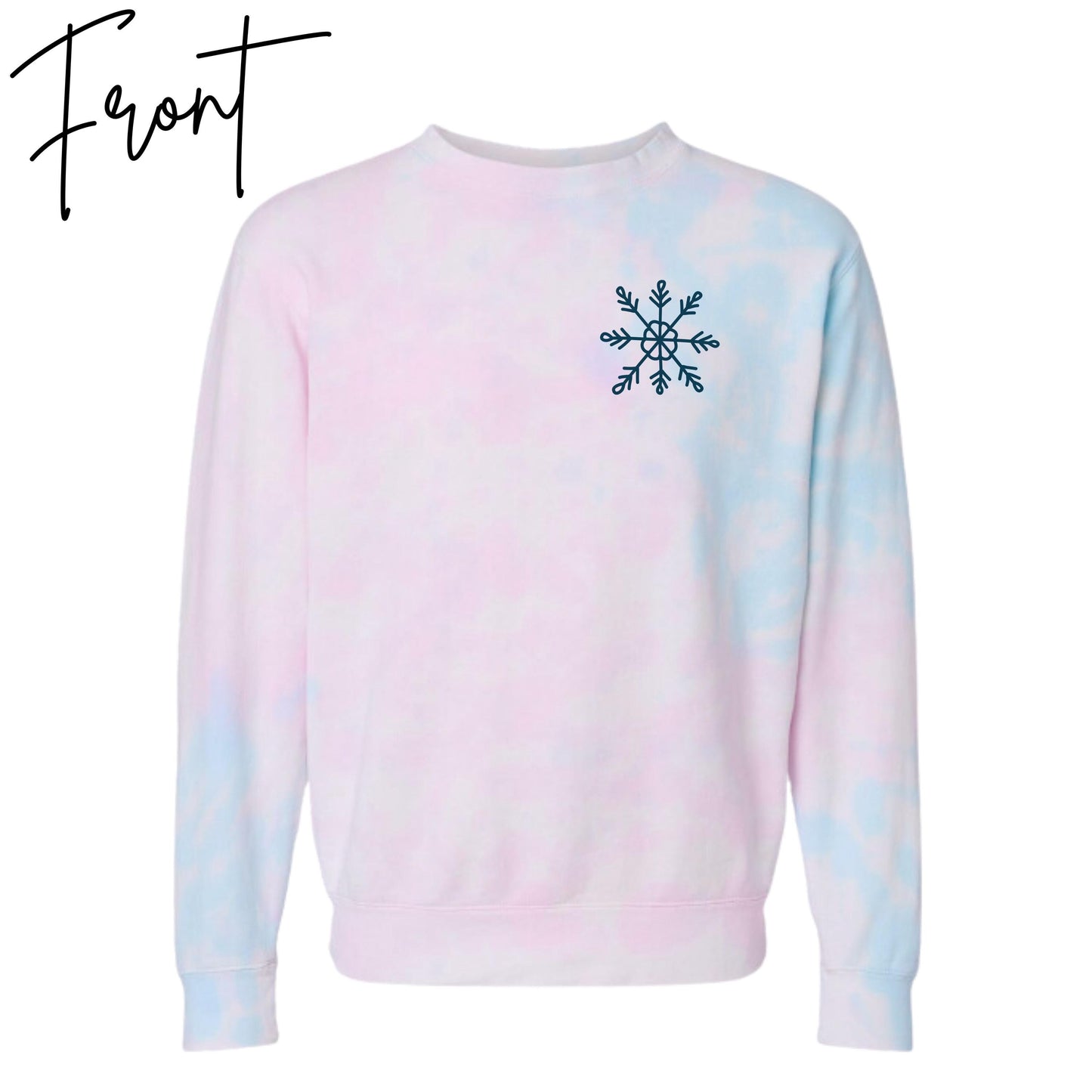 A True Act of Good Always Sparks Another Sweatshirt | Snowflake Pocket Design | Cozy Holiday Pullover | Tie Dye Christmas Sweater