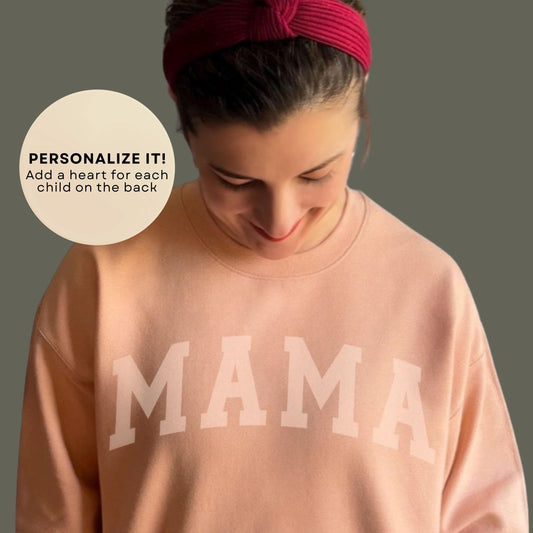 Mama Tone-on-Tone Sweatshirt with Kids' Hearts | Custom Mama Crewneck | Cozy Minimal Mom Pullover | Personalized Gift for Mom | Mom Top