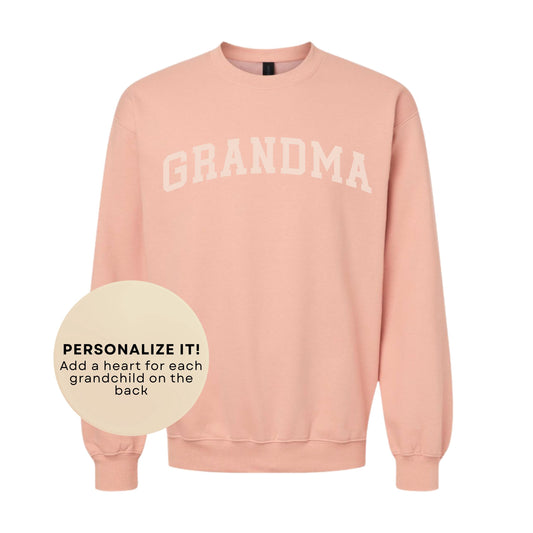 Grandma Tone-on-Tone Sweatshirt with Grandkids' Hearts | Custom Grandma Crewneck | Cozy Minimal Family Pullover | Personalized Gift