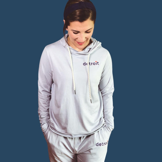 Detroit Sweatshirt Jogger Set | Heather Grey Matching Set Women’s | Tigers-Inspired Hoodie & Pants | Soft Athleisure Loungewear S–2X