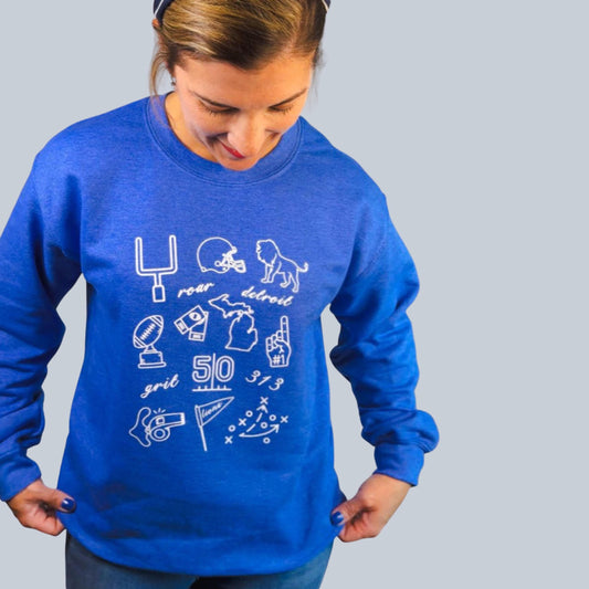 Detroit Football Doodle Crewneck