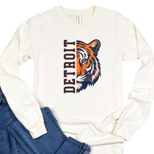 Detroit (Vertical) Tiger Long Sleeve Shirt