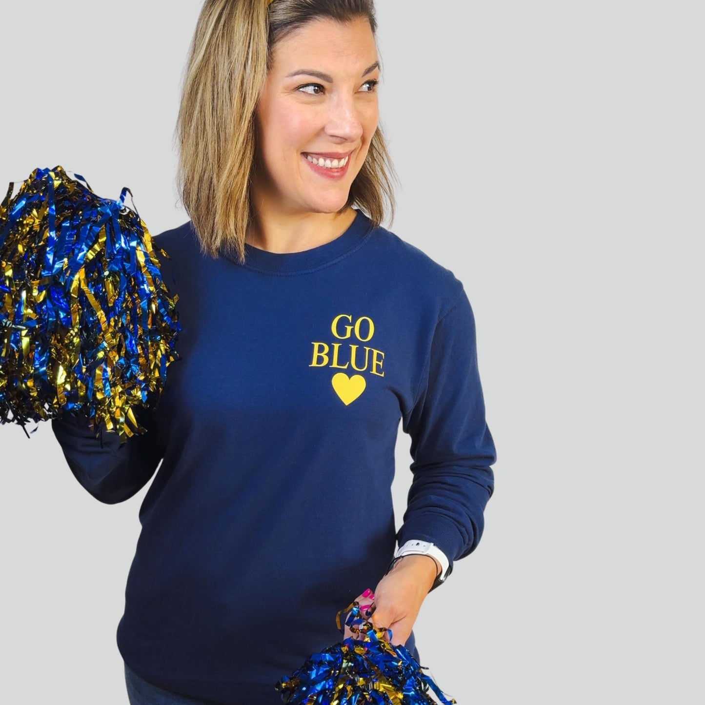 Go Blue Long Sleeve Football Shirt | Michigan College Game Day Gear | College Football Game Day Top | Ann Arbor Fan Spirit Outfit