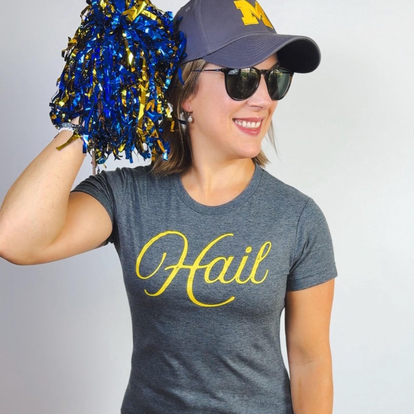 HAIL Women’s T-Shirt | Grunge Text Graphic Tee | Michigan College Football Shirt | Ann Arbor Game Day Outfit | Go Blue Fan Gear
