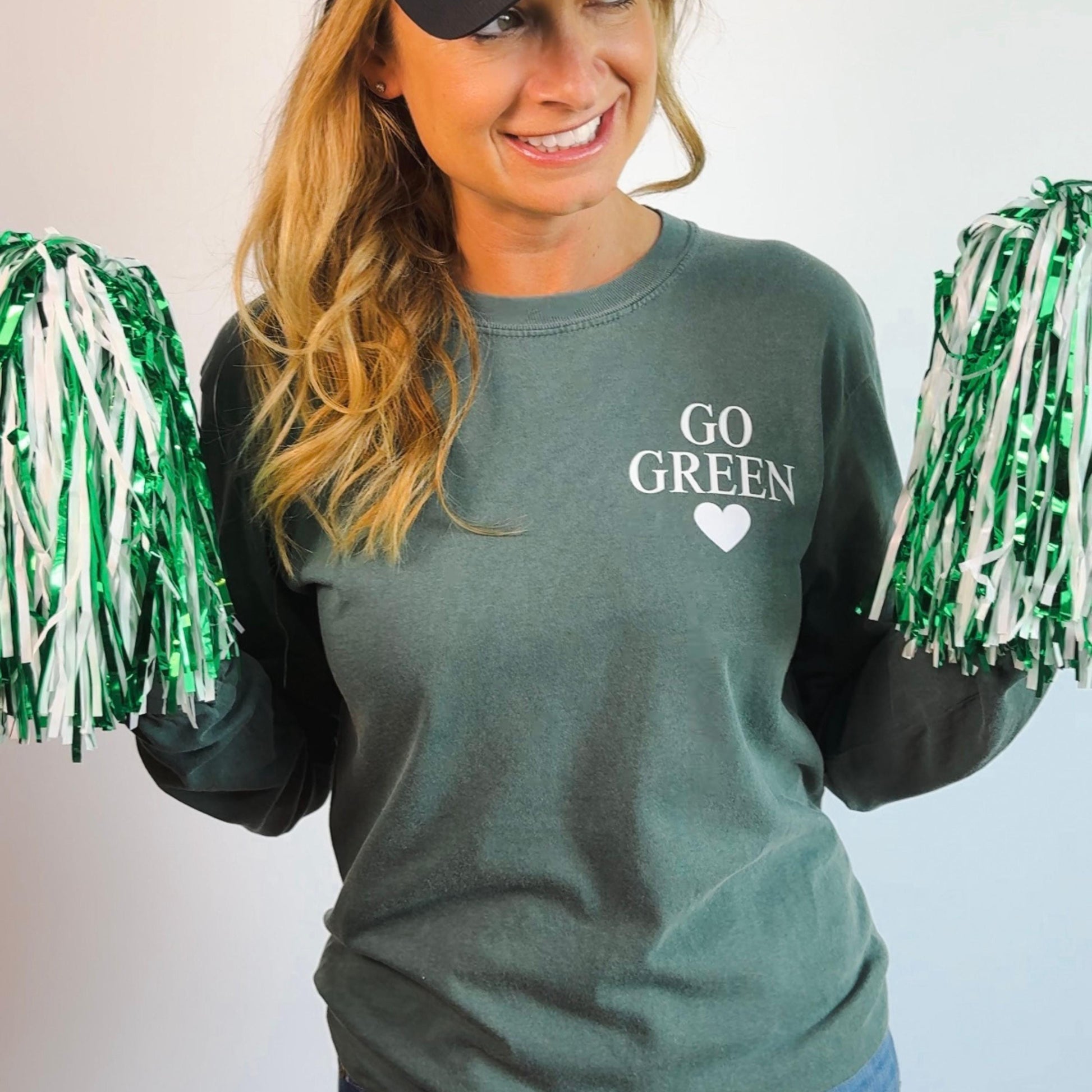 Go Green Long Sleeve Football Shirt | Michigan College Game Day Gear | College Football Game Day Top | East Lansing Fan Spirit Outfit