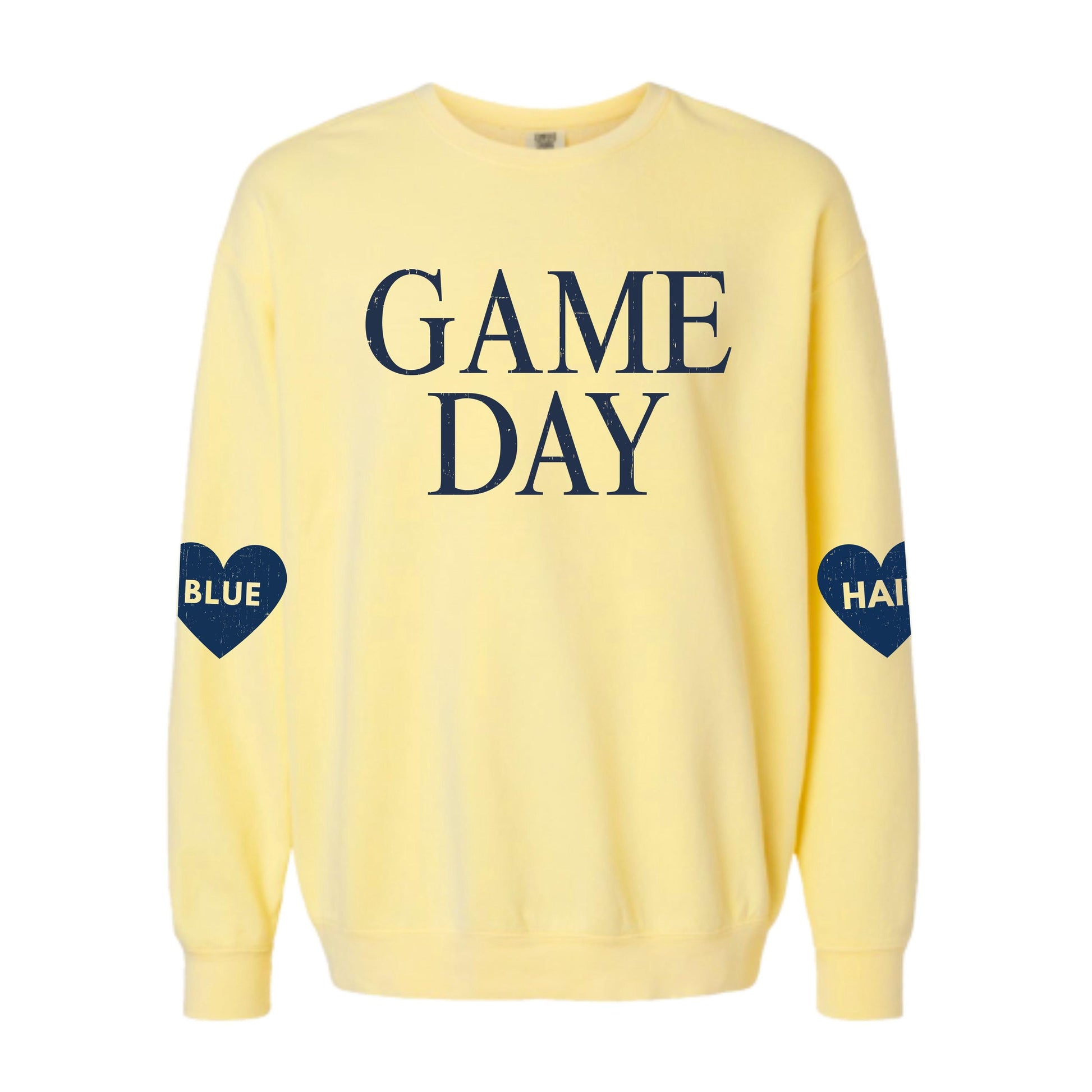 Game Day Lightweight Sweatshirt | Women’s Football Pullover with Heart Sleeve Design | HAIL and BLUE Michigan College Fan Gear
