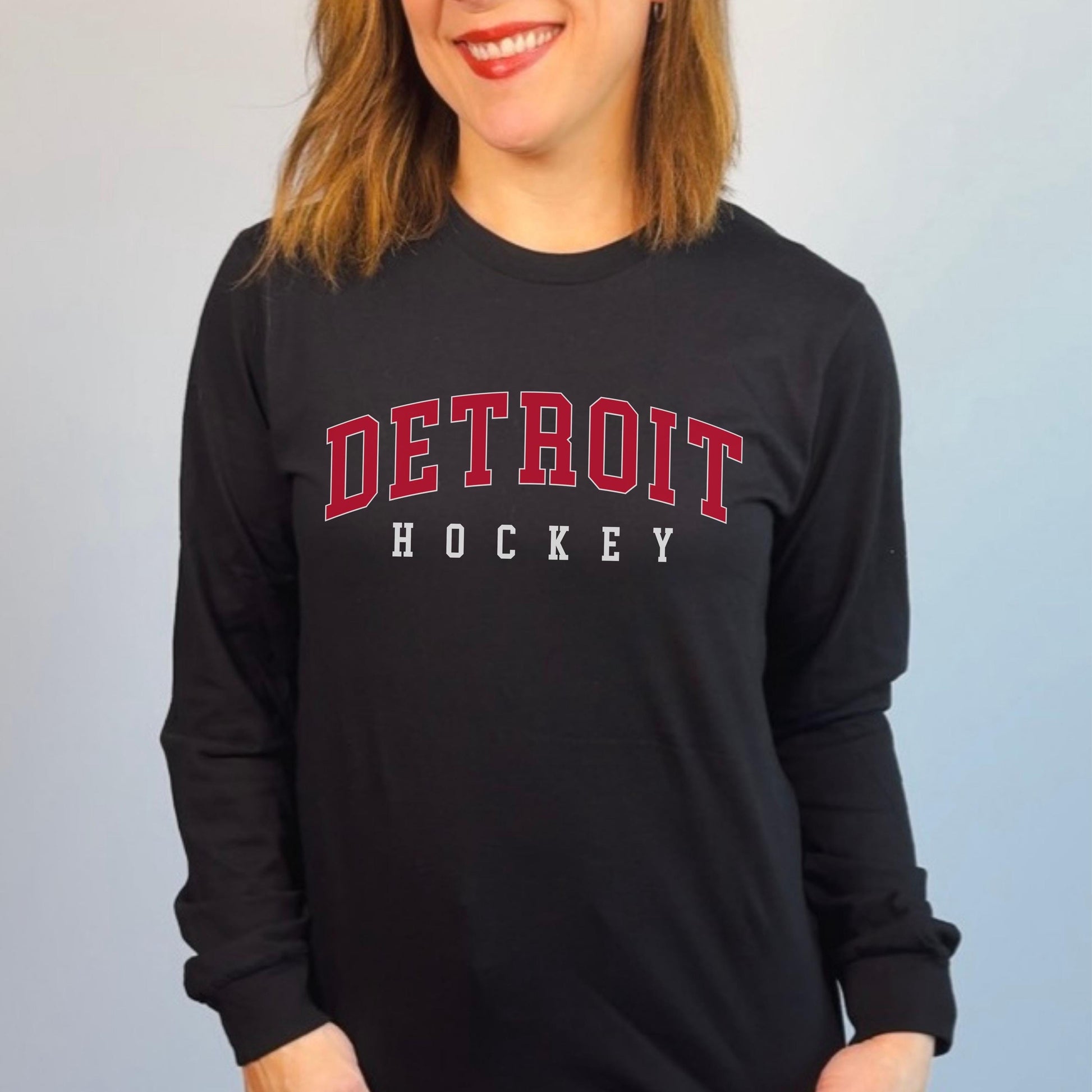Detroit Hockey Long Sleeve Shirt | Wings Hockey Tee | Women’s Game Day Top